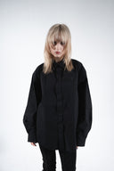 Leather logo patched shirt
