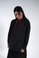 Leather logo patched shirt