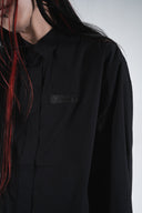 Leather logo patched shirt
