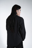 Leather logo patched shirt