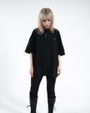 Leather logo patched T-shirt
