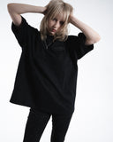 Leather logo patched T-shirt