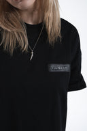 Leather logo patched T-shirt