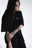 Leather logo patched T-shirt